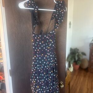 Free People Navy Mini Dress with Multicolor Floral Print